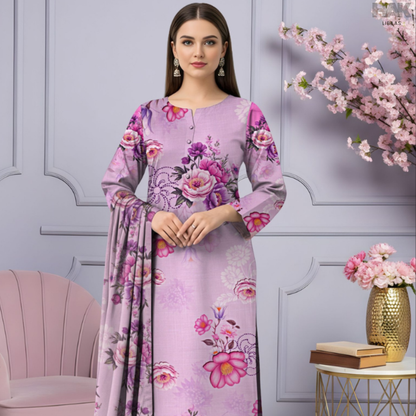HAK Libaas Cross Slub Lawn Suit with Bamber Chiffon Dupatta HK-238D Pakistan