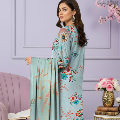 HAK Libaas Cross Slub Lawn Suit with Bamber Chiffon Dupatta HK-238F Pakistan