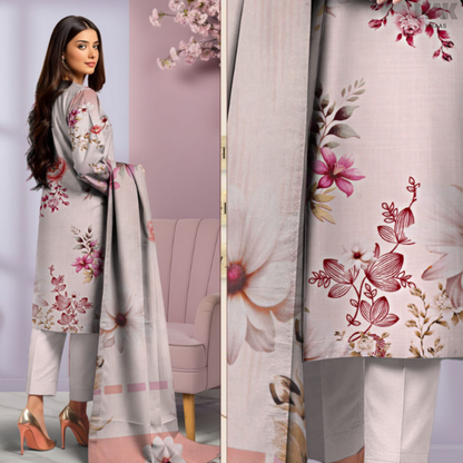 HAK Libaas Cross Slub Lawn Suit with Bamber Chiffon Dupatta HK-238G Pakistan