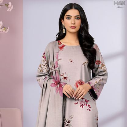 HAK Libaas Cross Slub Lawn Suit with Bamber Chiffon Dupatta HK-238G Pakistan