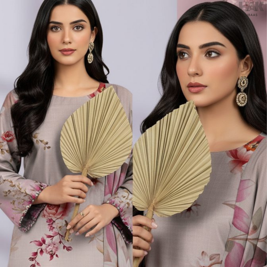 HAK Libaas Cross Slub Lawn Suit with Bamber Chiffon Dupatta HK-238G Pakistan