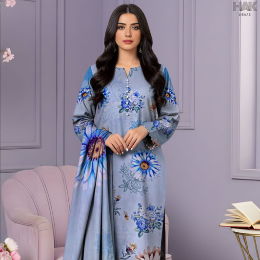HAK Libaas Cross Slub Lawn Suit with Bamber Chiffon Dupatta HK-238i Pakistan