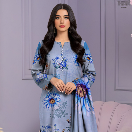 HAK Libaas Cross Slub Lawn Suit with Bamber Chiffon Dupatta HK-238i Pakistan