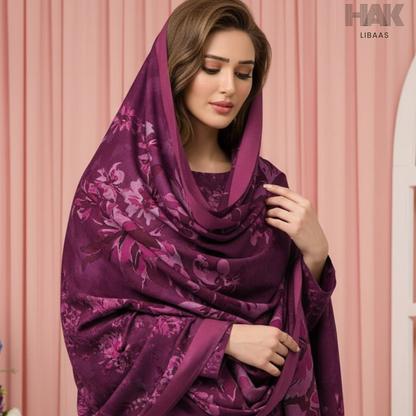 HAK Libaas Digital Printed Lawn Suit with Voile Dupatta HK-237B for Women Pakistan