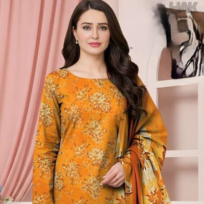 HAK Libaas Digital Printed Lawn Suit with Voile Dupatta HK-237C for Women Pakistan
