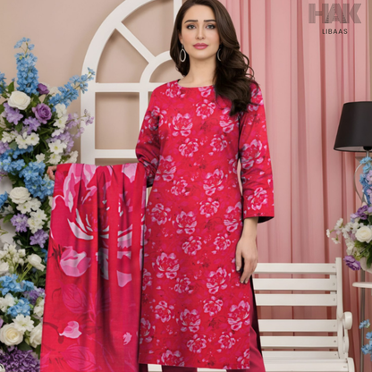 HAK Libaas Digital Printed Lawn Suit with Voile Dupatta HK-237D for Women Pakistan