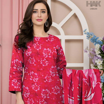 HAK Libaas Digital Printed Lawn Suit with Voile Dupatta HK-237D for Women Pakistan