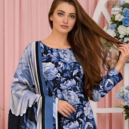 HAK Libaas Digital Printed Lawn Suit with Voile Dupatta HK-237E for Women Pakistan