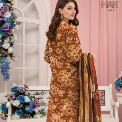 HAK Libaas Digital Printed Lawn Suit with Voile Dupatta HK-237G for Women Pakistan