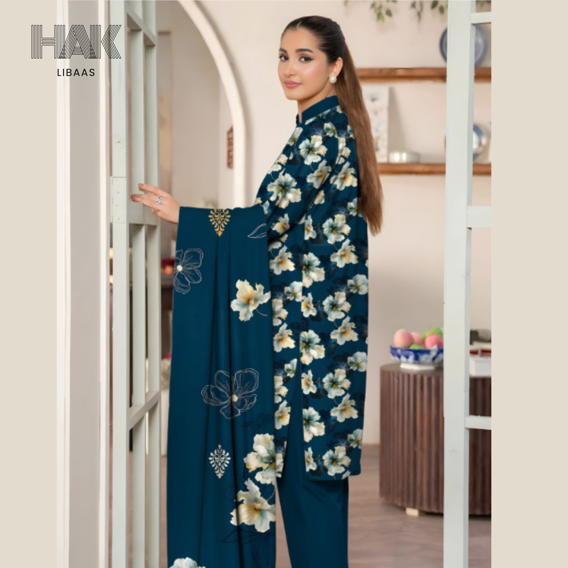 HAK Libaas KA-202A Digital Printed 3 Piece Suit Full Set