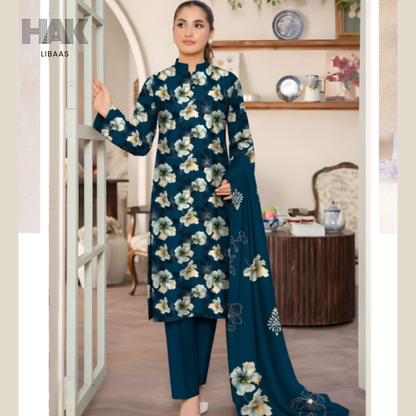 HAK Libaas KA-202A Digital Printed 3 Piece Suit Full Set