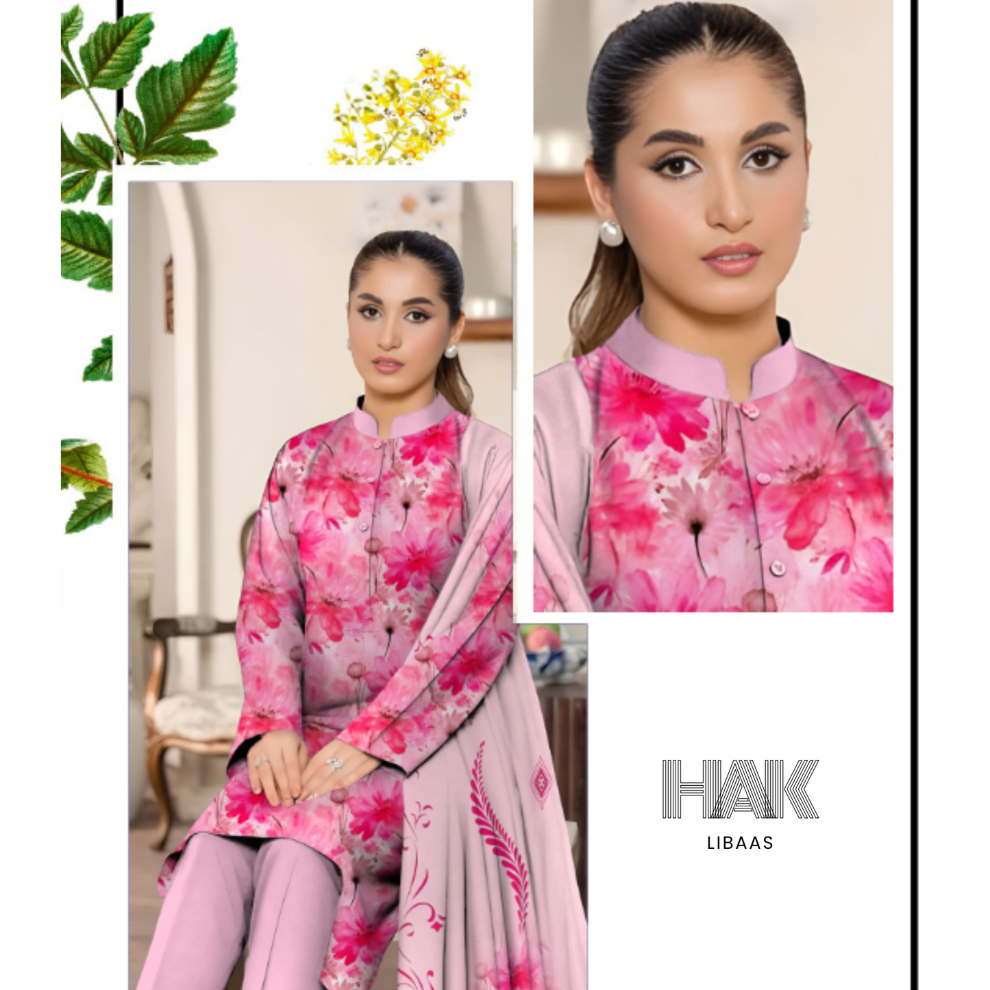 HAK Libaas KA-202C Digital Printed 3 Piece Suit Full Set