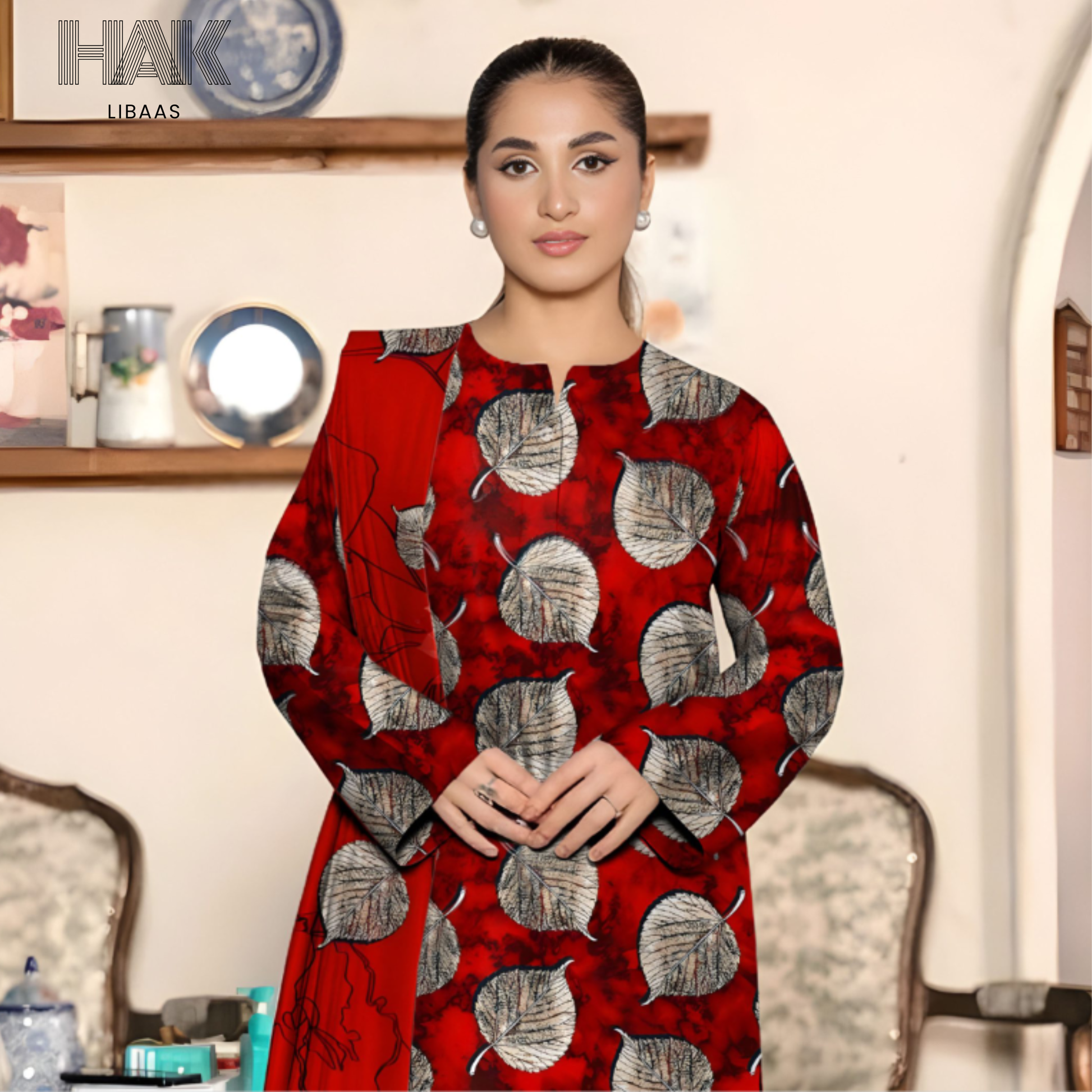 HAK Libaas KA-202D Digital Printed 3 Piece Suit Full Set