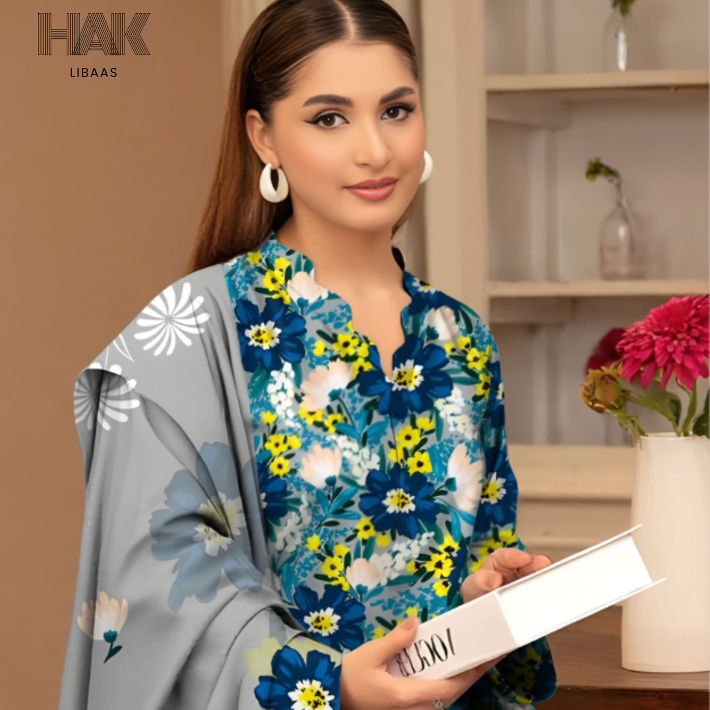 HAK Libaas KA-202E Digital Printed 3 Piece Suit Full Set