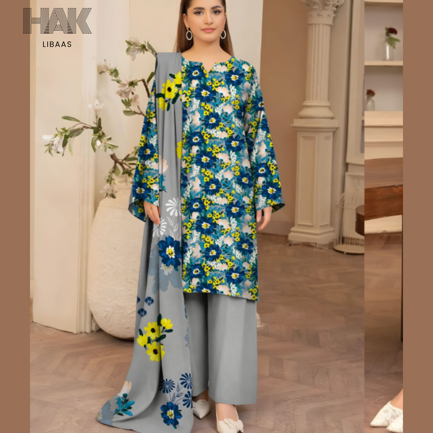 HAK Libaas KA-202E Digital Printed 3 Piece Suit Full Set