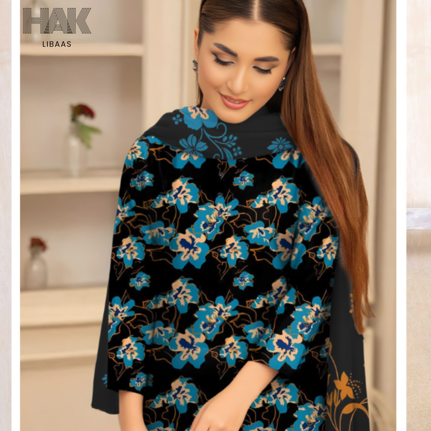 HAK Libaas KA-202F Digital Printed 3 Piece Suit Full Set