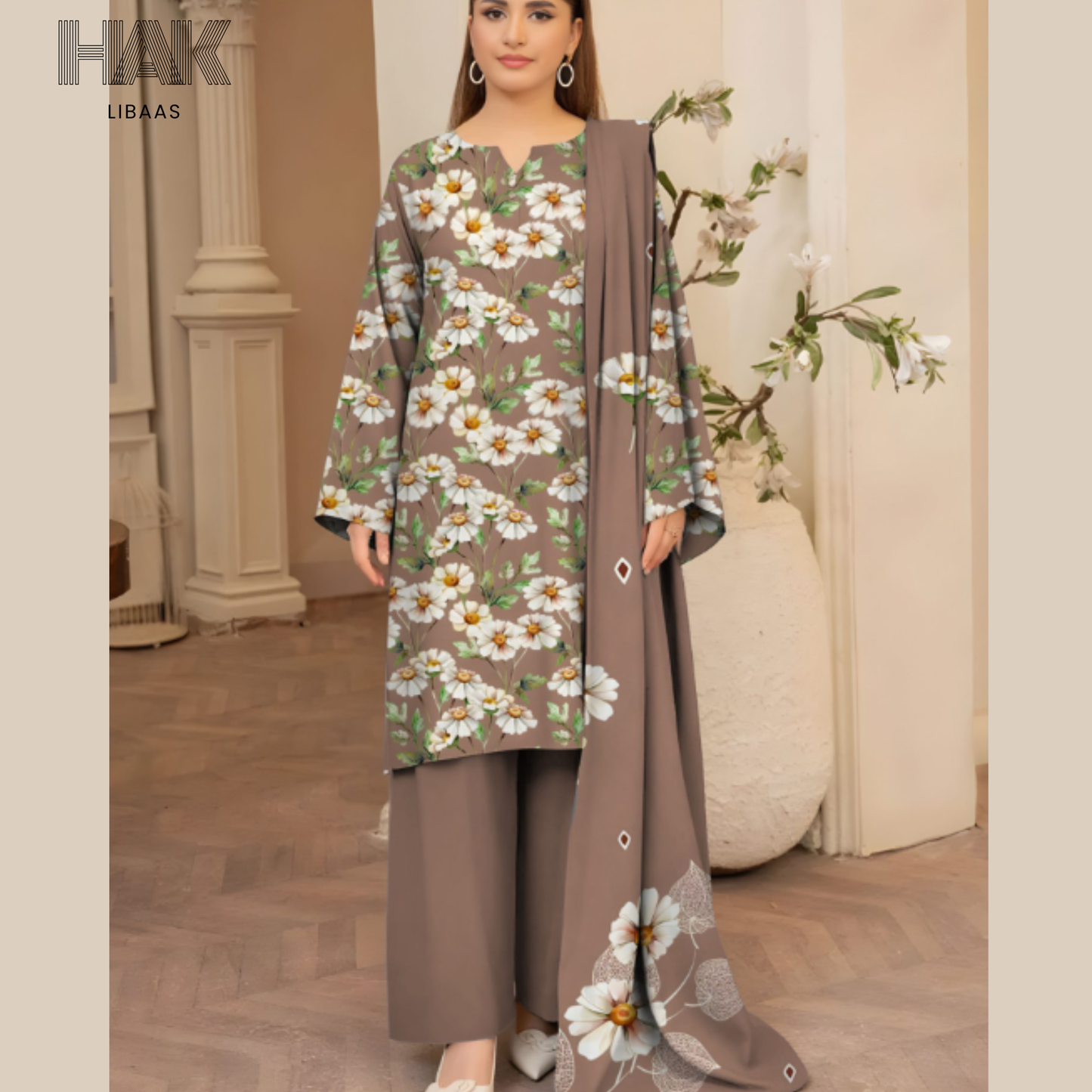 HAK Libaas KA-202G Digital Printed 3 Piece Suit Full Set