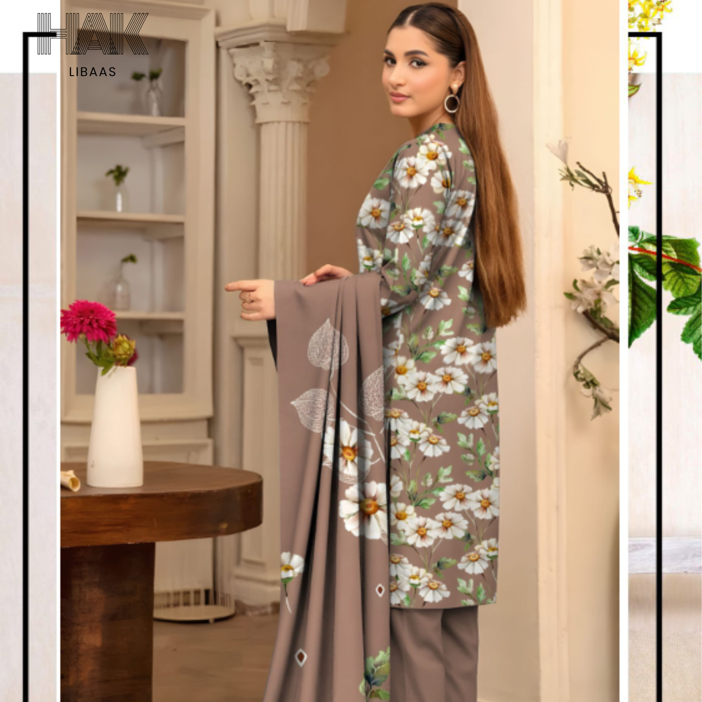 HAK Libaas KA-202G Digital Printed 3 Piece Suit Full Set