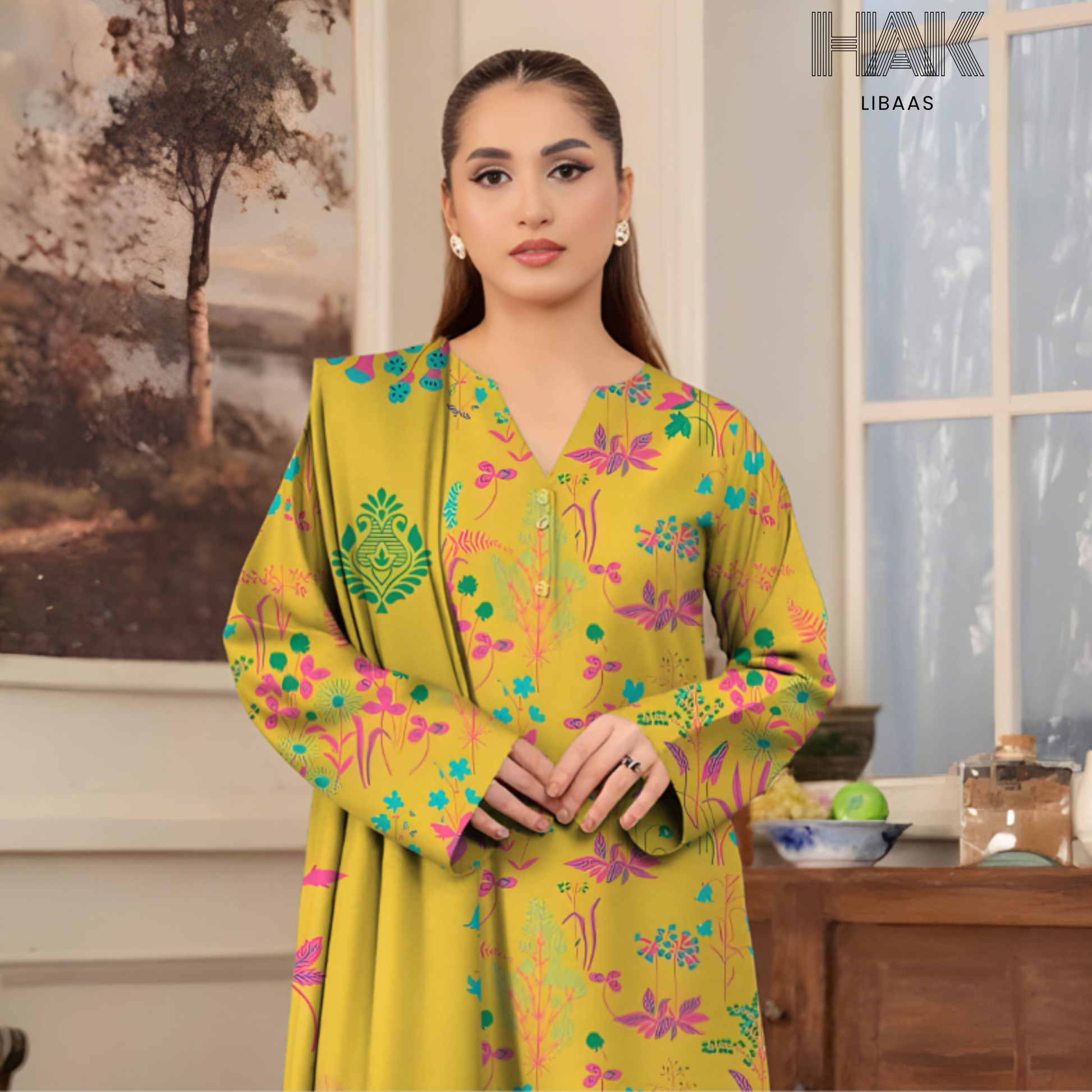 HAK Libaas KA-202H Digital Printed 3 Piece Suit Full Set
