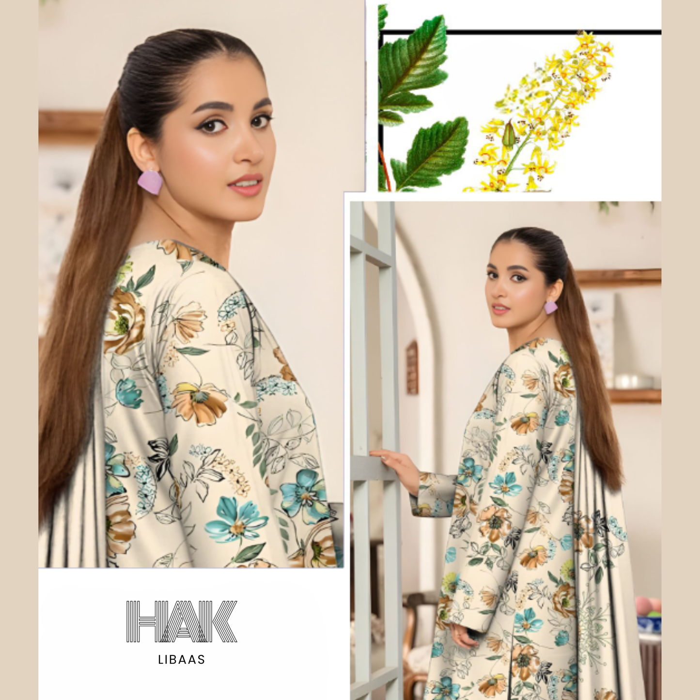 HAK Libaas KA-202I Digital Printed 3 Piece Suit Full Set