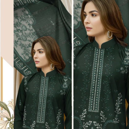 Luxury embroidered Dhanak shawl for winter wear