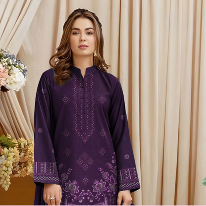 Front view of embroidered Dhanak shirt from HAK Libaas