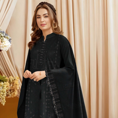 Front view of embroidered Dhanak shirt from HAK Libaas