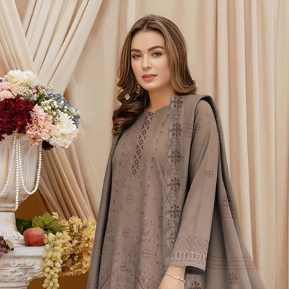 Front view of embroidered Dhanak shirt from HAK Libaas