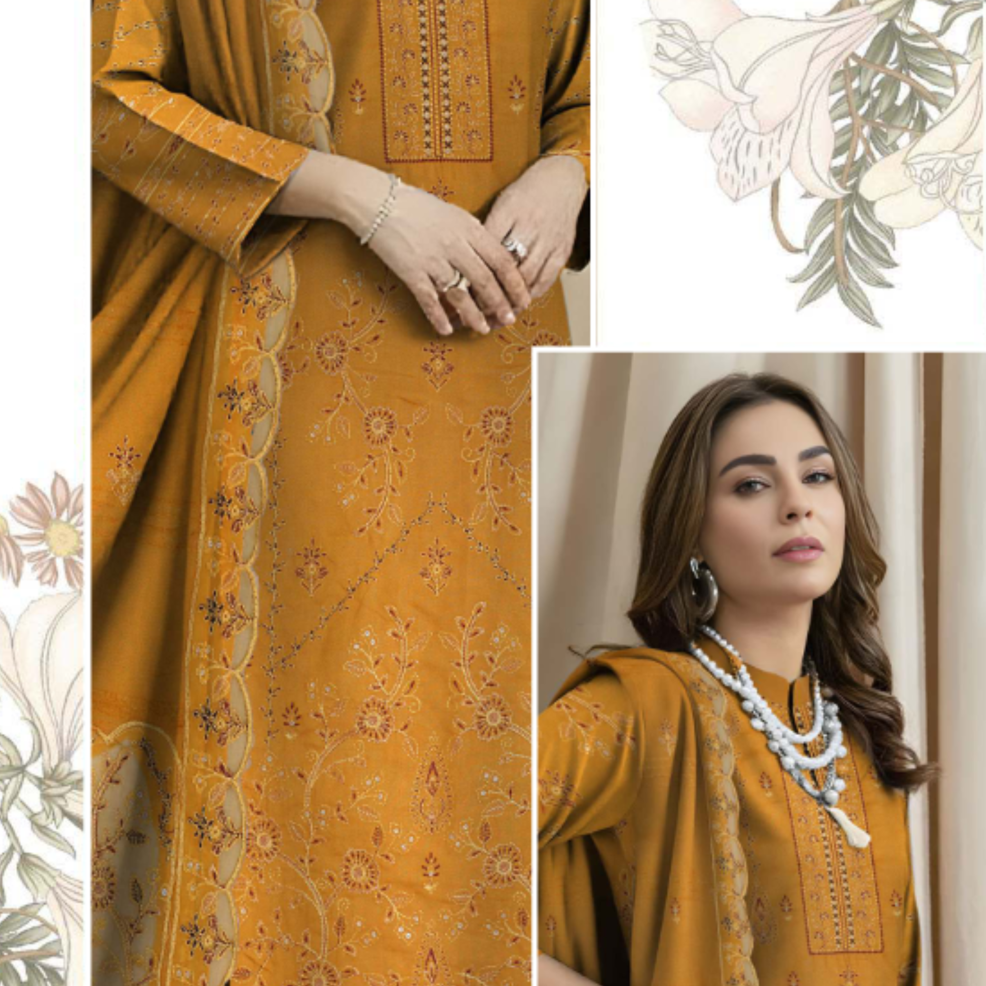 Luxury embroidered Dhanak shawl for winter wear