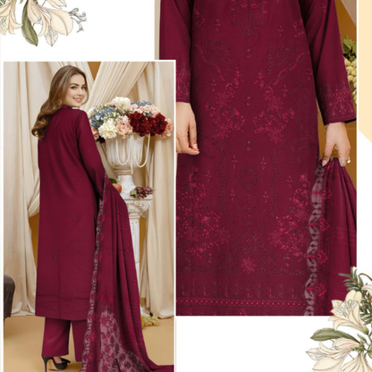Luxury embroidered Dhanak shawl for winter wear