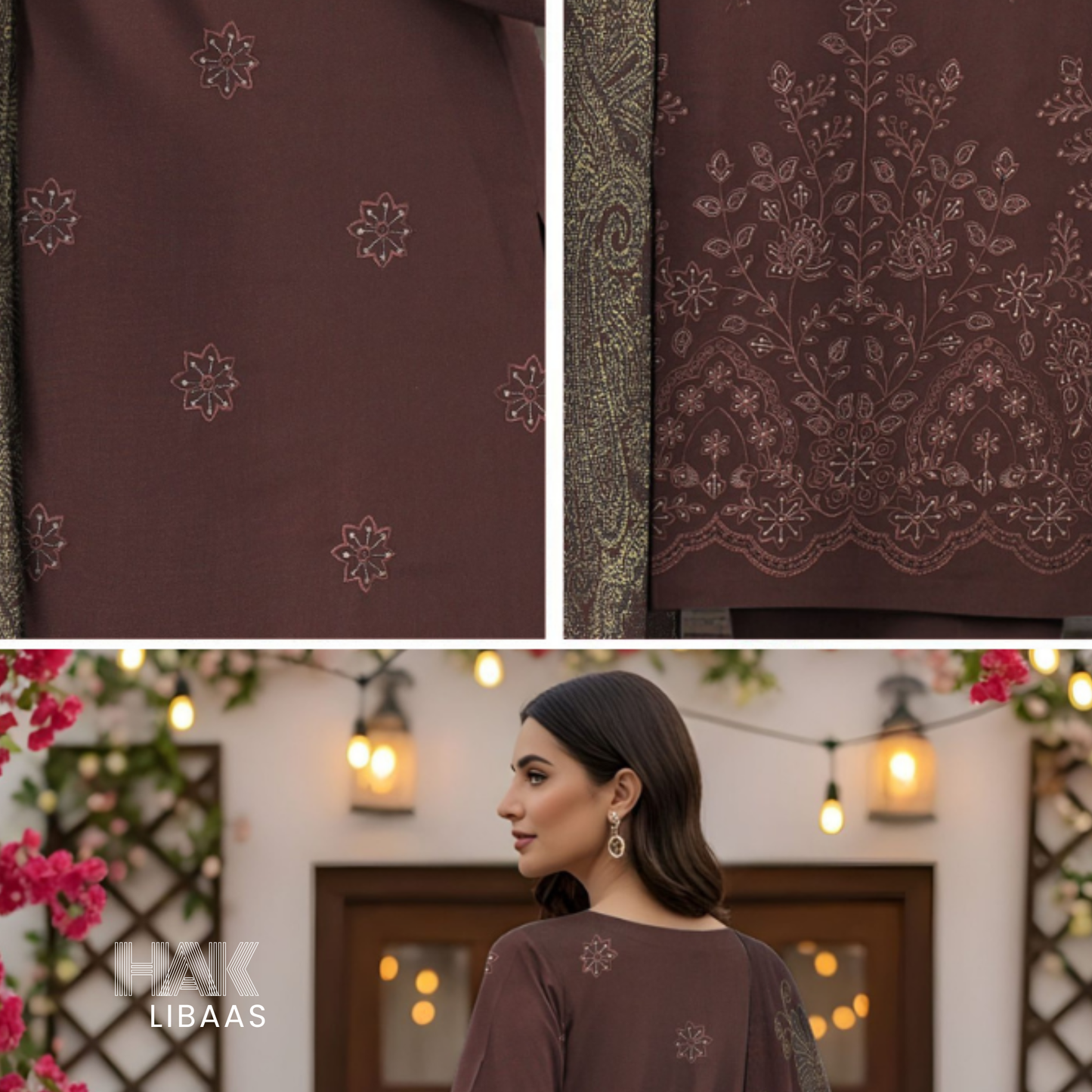 HK-233B 3-Piece Embroidered Winter Suit by HAK Libaas