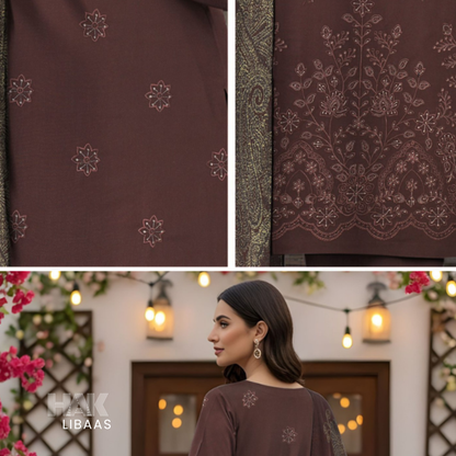 HK-233B 3-Piece Embroidered Winter Suit by HAK Libaas