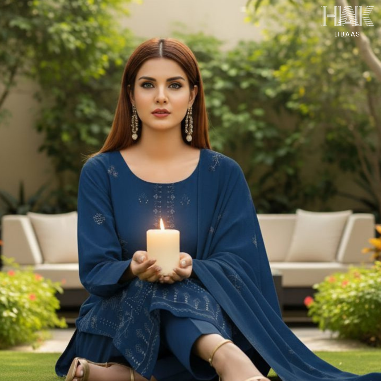 HAK Libaas Peach 3 Piece Embroidered Suit HK-234B