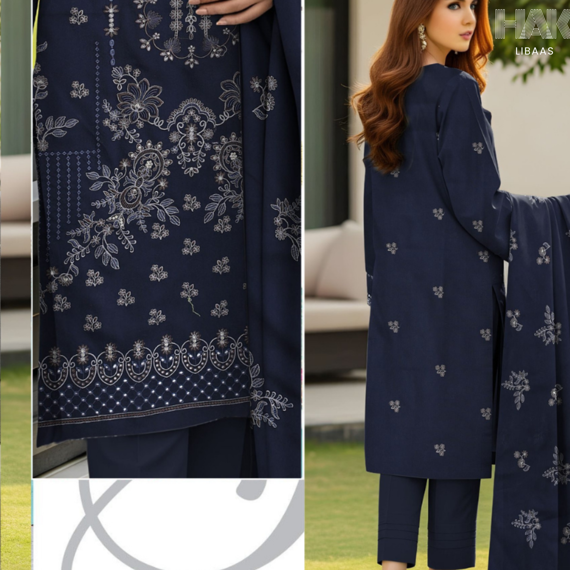 HAK Libaas Peach 3 Piece Embroidered Suit HK-234E