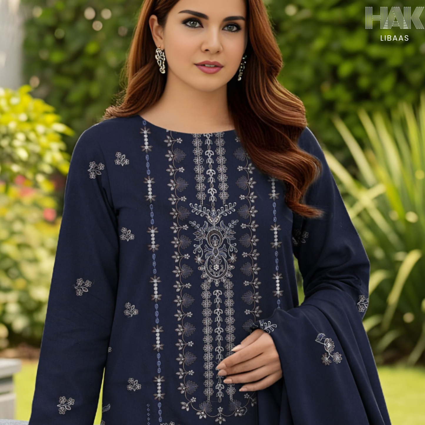 HAK Libaas Peach 3 Piece Embroidered Suit HK-234E