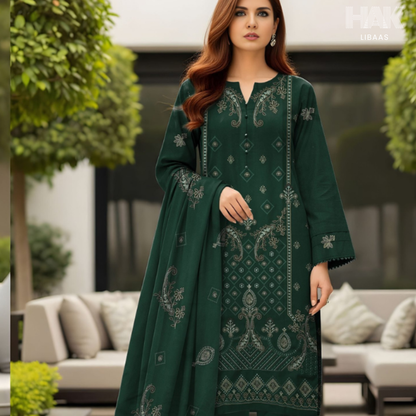 HAK Libaas Peach 3 Piece Embroidered Suit HK-234F