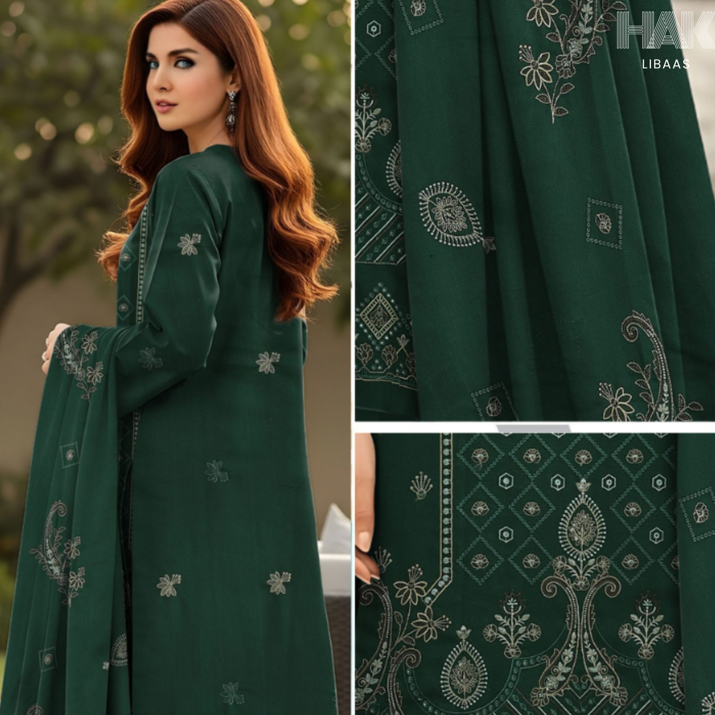 HAK Libaas Peach 3 Piece Embroidered Suit HK-234F