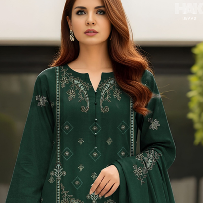 HAK Libaas Peach 3 Piece Embroidered Suit HK-234F