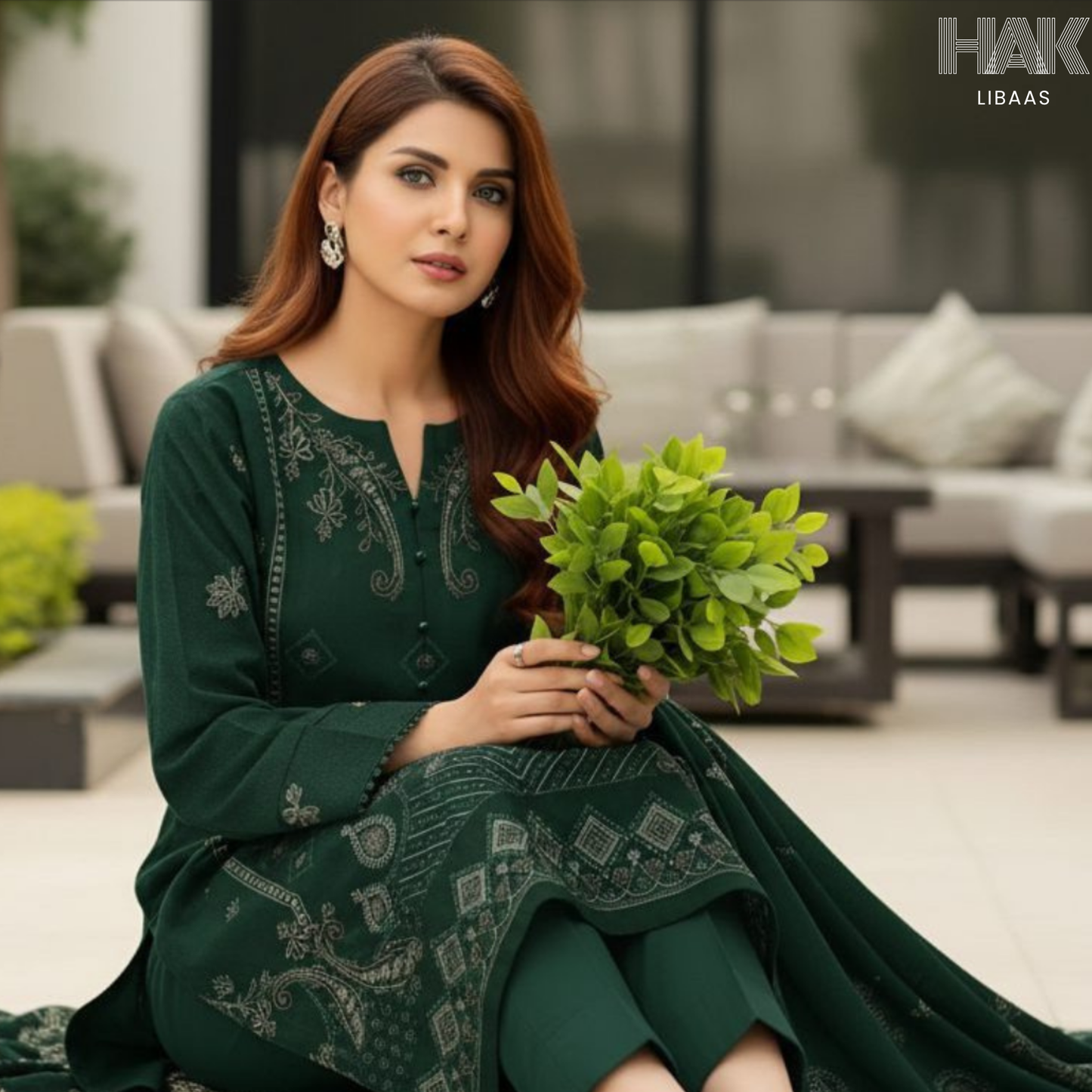 HAK Libaas Peach 3 Piece Embroidered Suit HK-234F