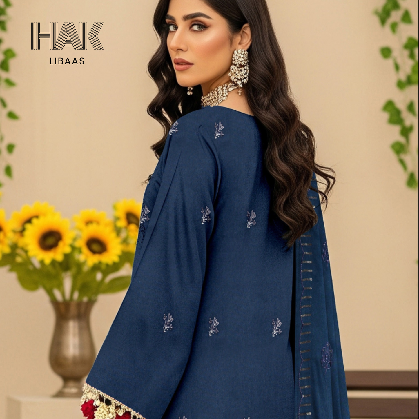 HAK Libaas HK-230C Peach Embroidered 3-Piece Suit