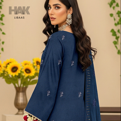 HAK Libaas HK-230C Peach Embroidered 3-Piece Suit
