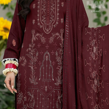 HAK Libaas HK-230D Peach Embroidered 3-Piece Suit