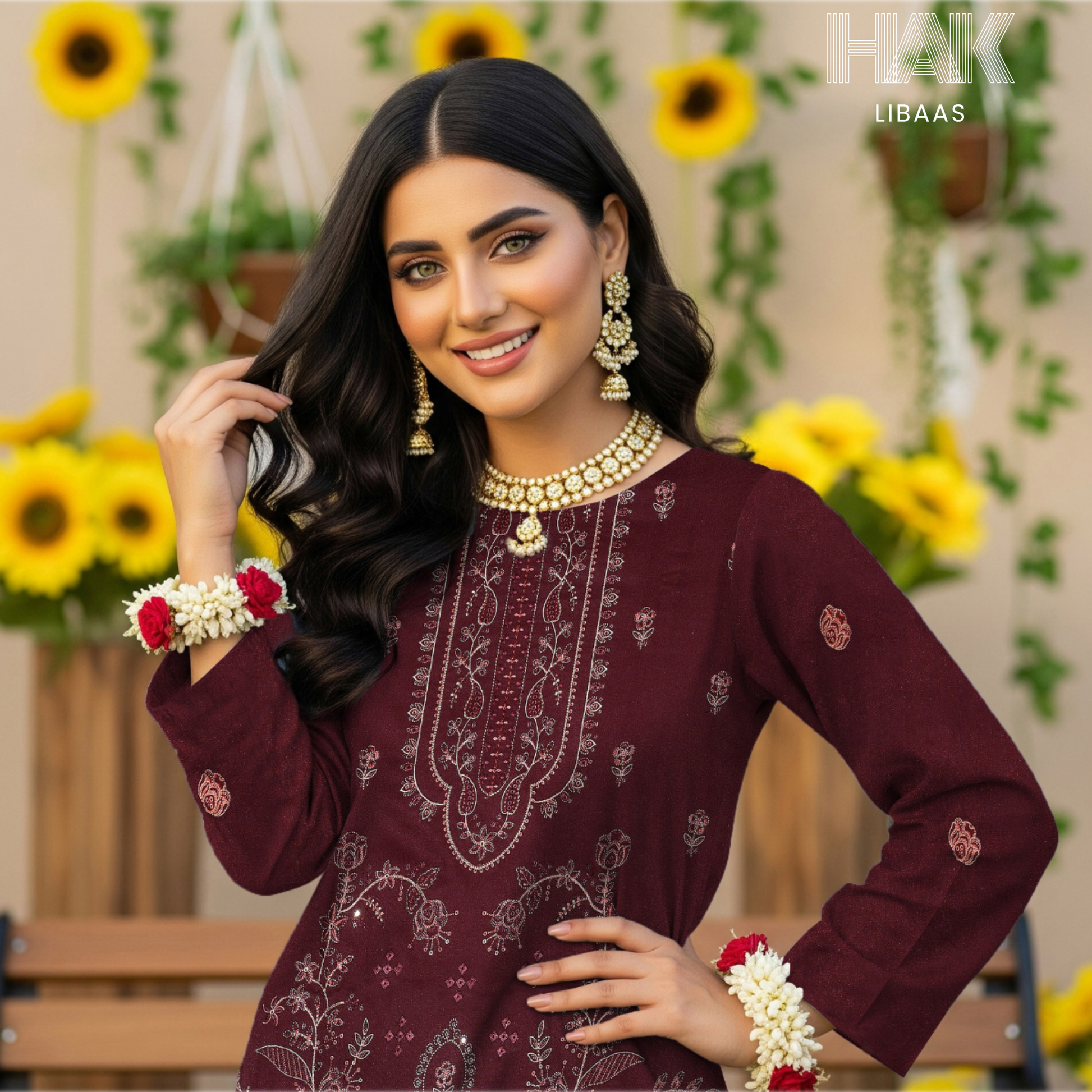 HAK Libaas HK-230D Peach Embroidered 3-Piece Suit