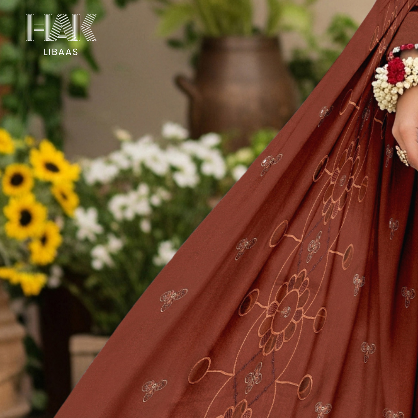 HAK Libaas HK-230E Peach Embroidered 3-Piece Suit