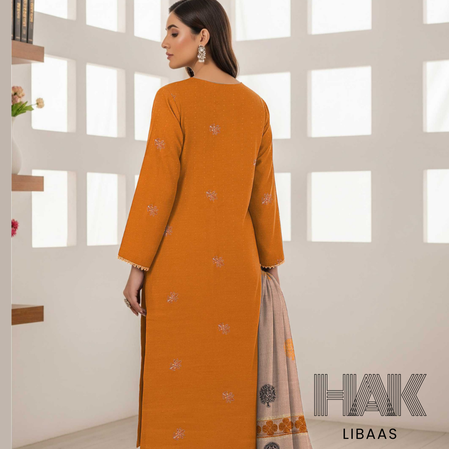 Premium Bana Dora Dhanak Embroidered Suit - HAK Libaas DF-205F