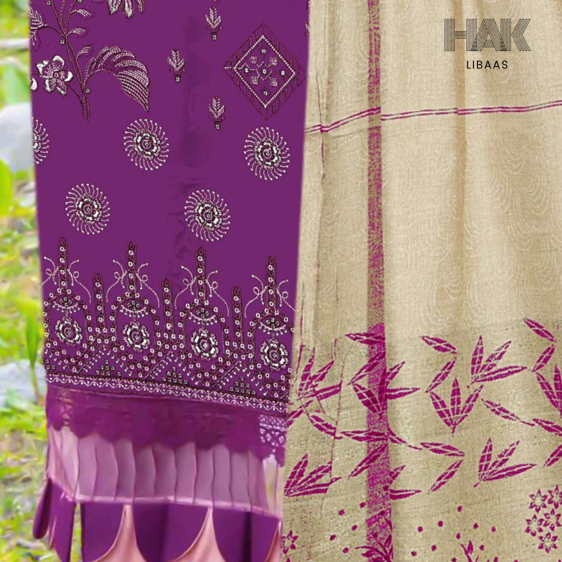Luxury wool jacquard shawl with embroidered suit – HK-228C