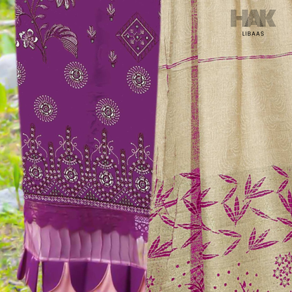 Luxury wool jacquard shawl with embroidered suit – HK-228C