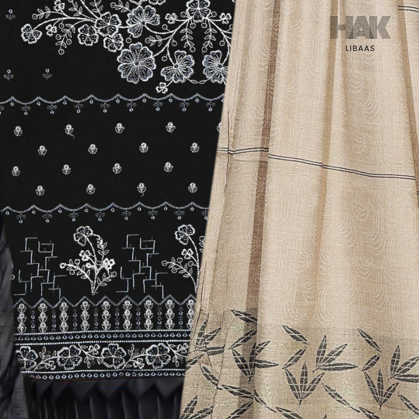 Luxury wool jacquard shawl with embroidered suit – HK-228D