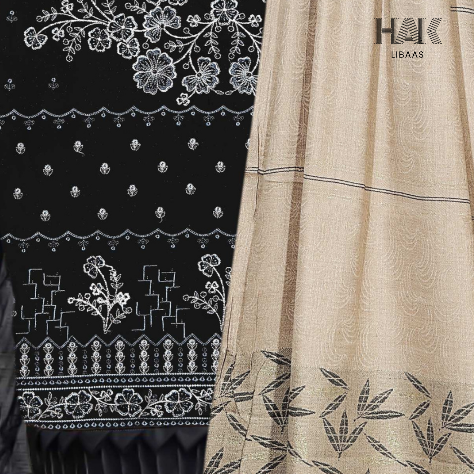Luxury wool jacquard shawl with embroidered suit – HK-228D