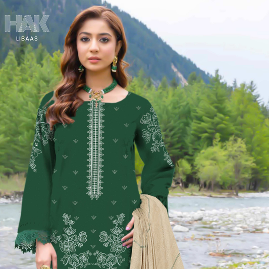 Luxury wool jacquard shawl with embroidered suit – HK-228F